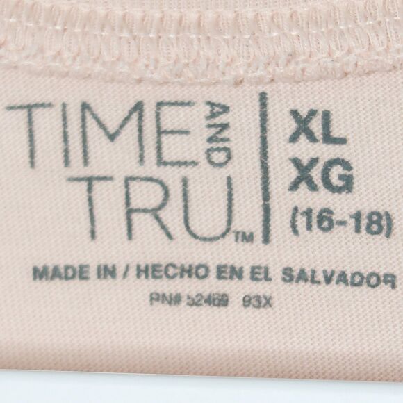 Time And Tru Womens T-shirt Size XL Pink Cropped Top Neutral Minimalist - Picture 4 of 5